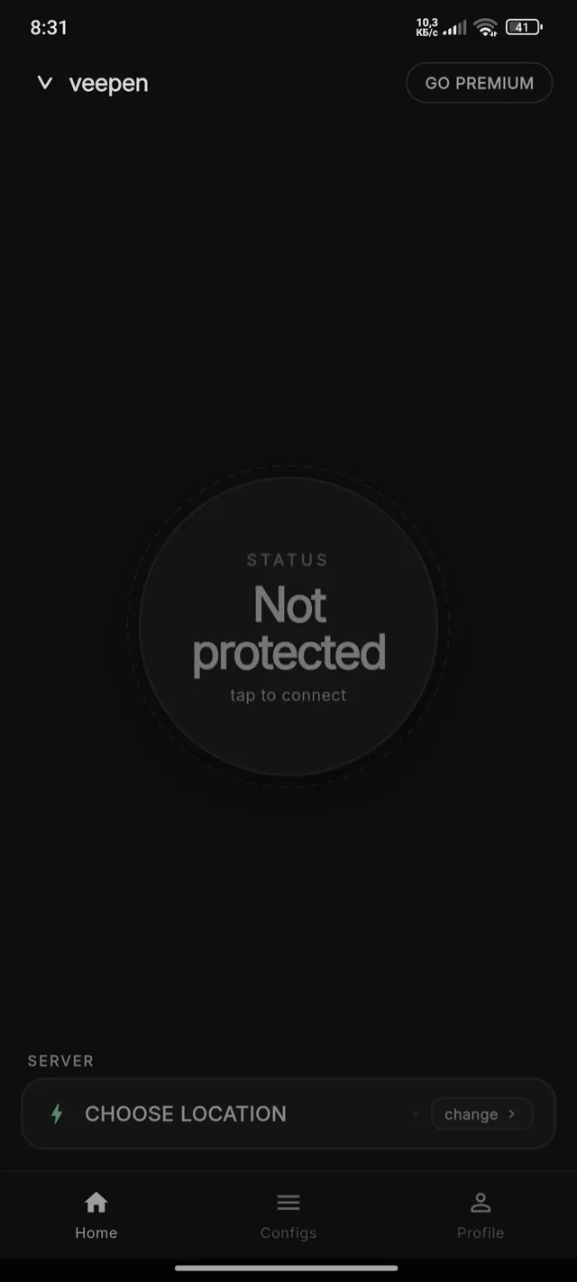Veepen VPN — home disconnected